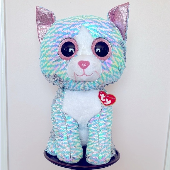 Brand New Ty Flippables Whimsy the Cat Sequins Large 16" Plush Stuffed Animal - Picture 1 of 15